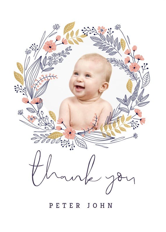 Wreath - baby shower thank you card