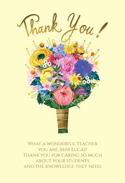 Flower Power Thanks - Thank You Card For Teacher | Greetings Island