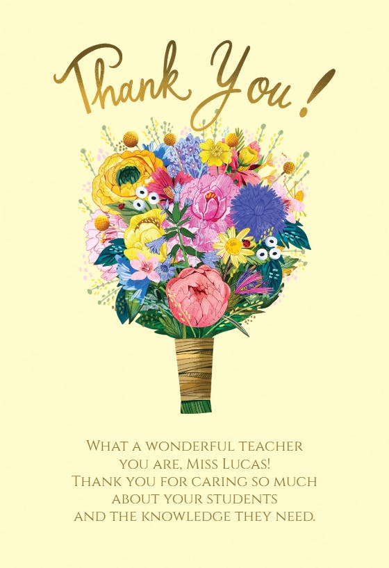 Abundant bouquet - thank you card for teacher