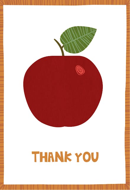 Appreciation Apple - Thank You Card For Teacher