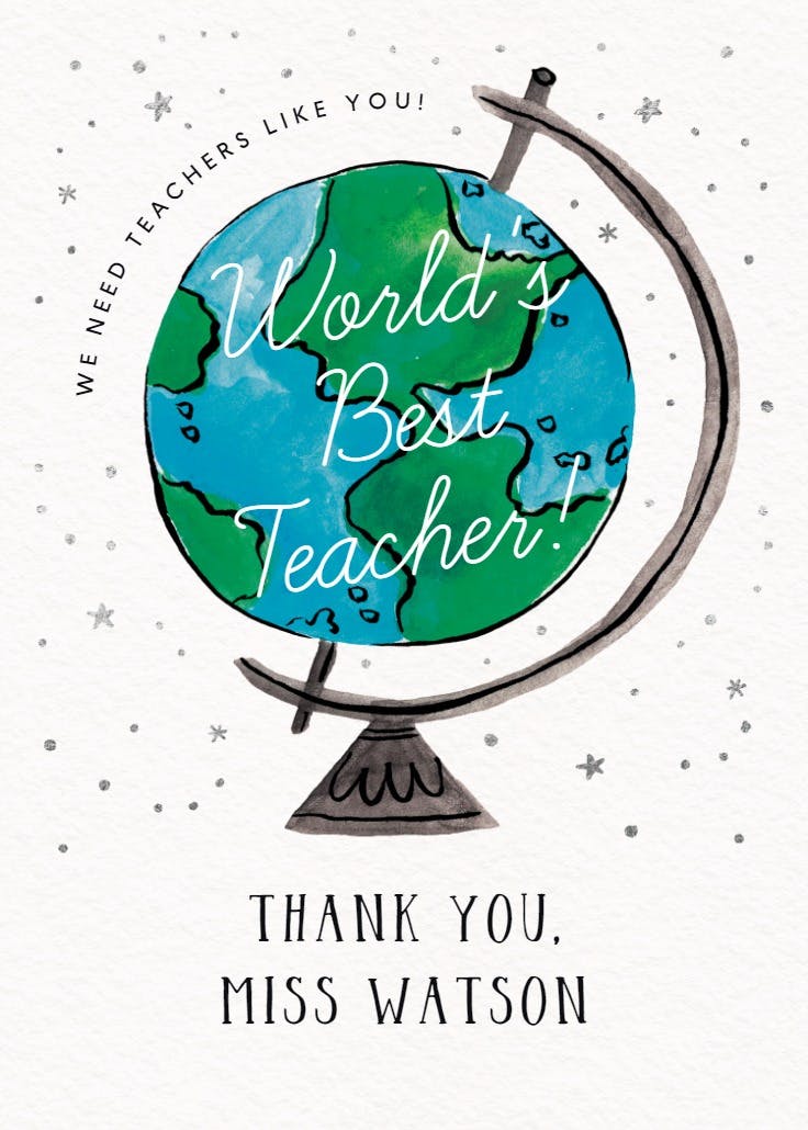 Best in the world - thank you card for teacher