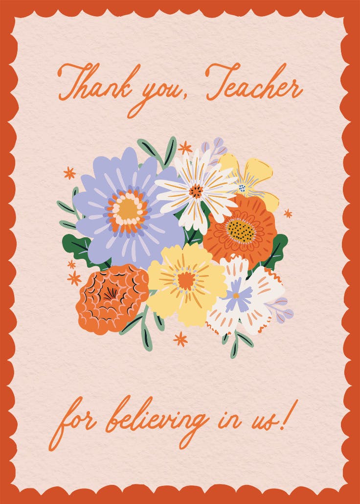 Blooming bouquet - thank you card for teacher