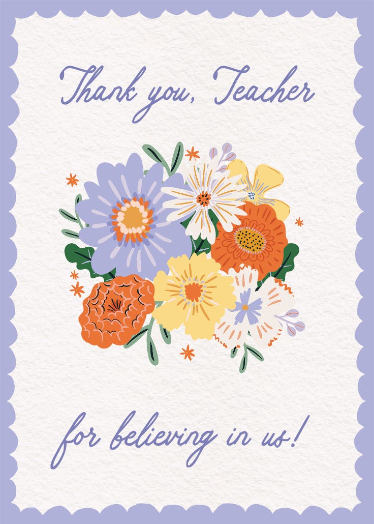 Blooming bouquet -  tarjeta de apreciación a un profesor