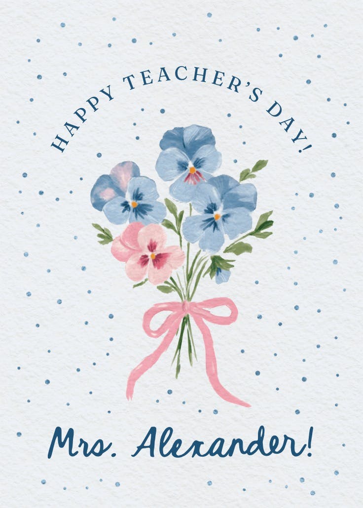 Bookworm blooms - thank you card for teacher