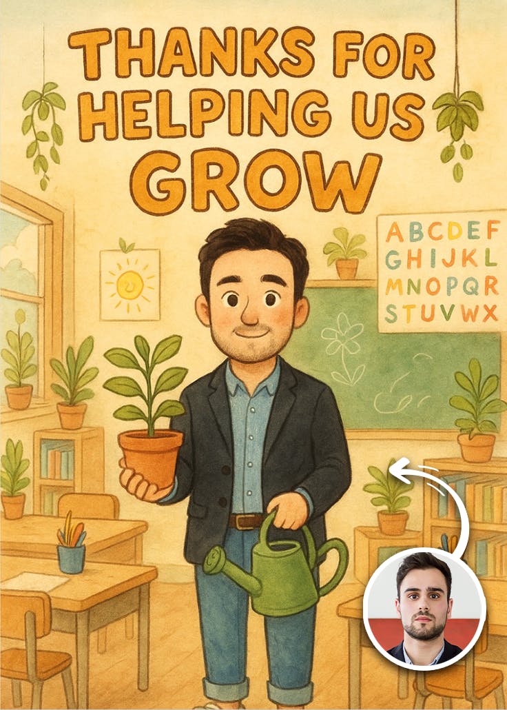 Botanical classroom - thank you card for teacher