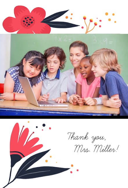 Bright Flowers Thanks - Thank You Card For Teacher