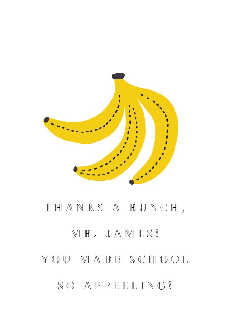 Bunches of thanks -  tarjeta de apreciación a un profesor