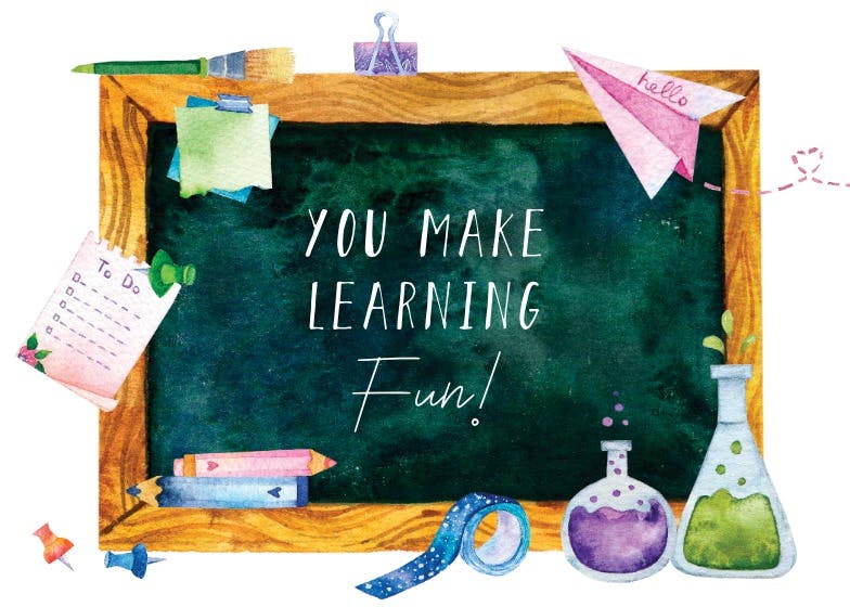 Chalkboard fun -  tarjeta de apreciación a un profesor gratis