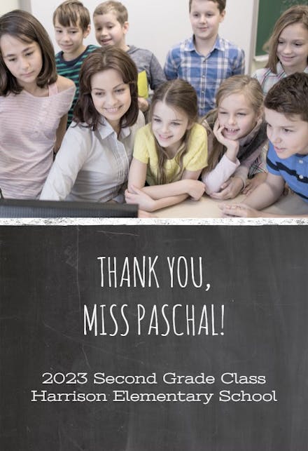 Chalkboard Teacher Thanks - Thank You Card For Teacher