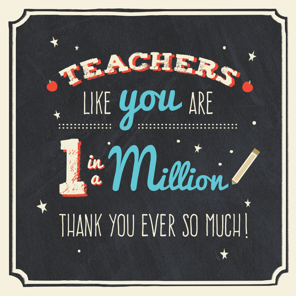 Chalkboard Teacher Thx - Thank You Card For Teacher (Free) | Greetings ...