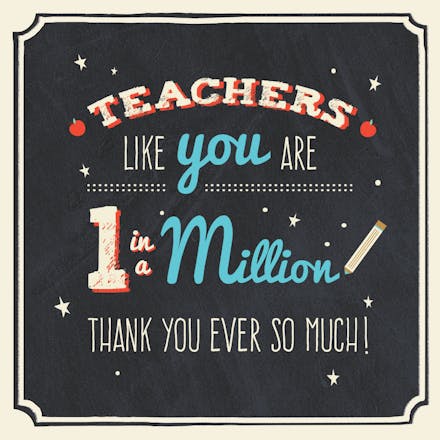 Chalkboard Teacher Thx - Thank You Card For Teacher