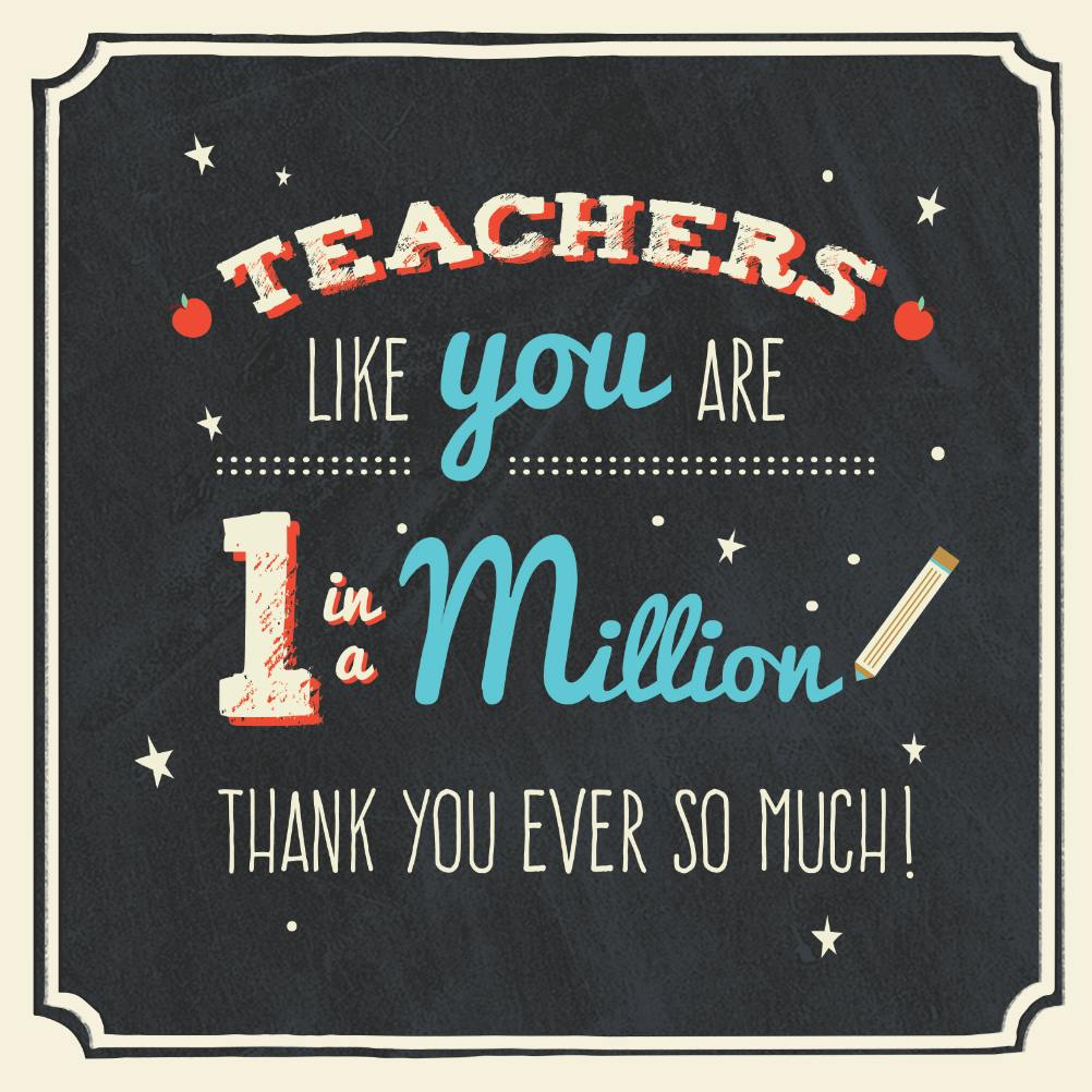 Chalkboard teacher thx - thank you card for teacher