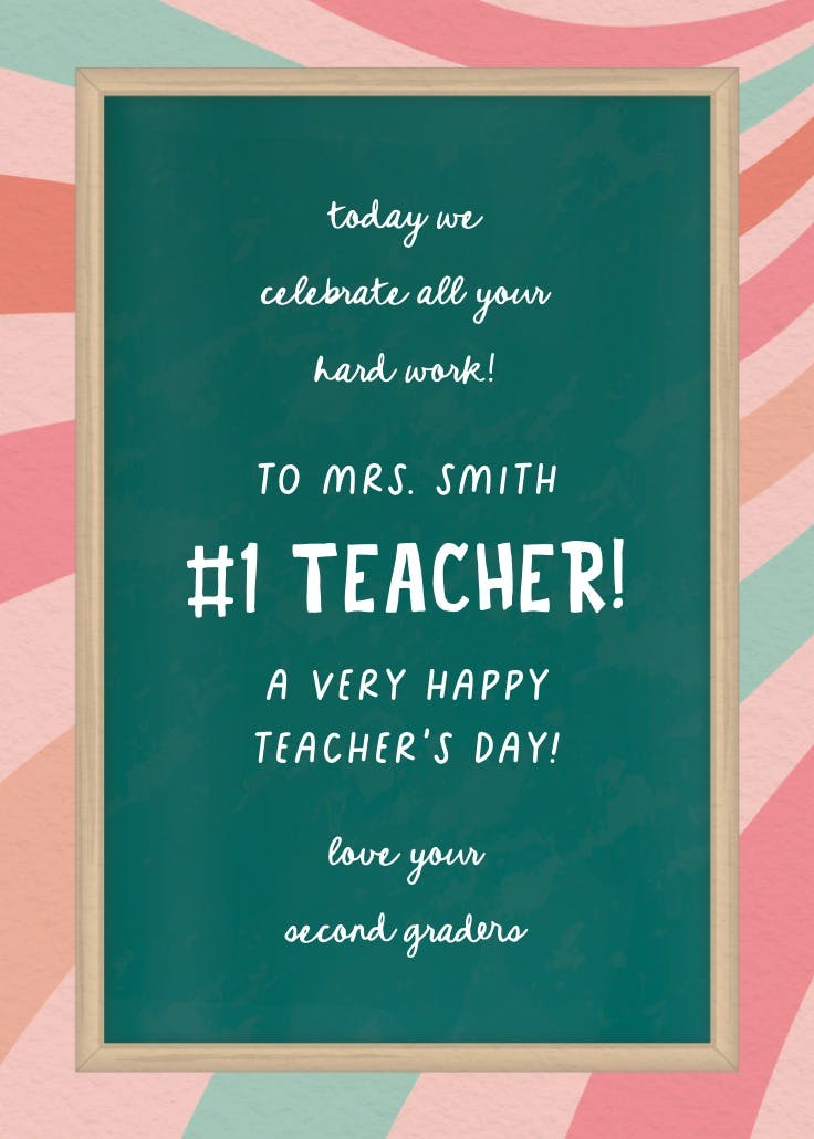 Cheerful chalkboard - thank you card for teacher