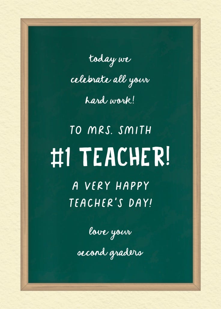 Cheerful chalkboard - thank you card for teacher