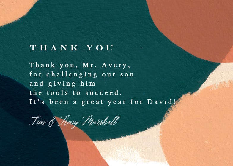 Color on color - thank you card for teacher