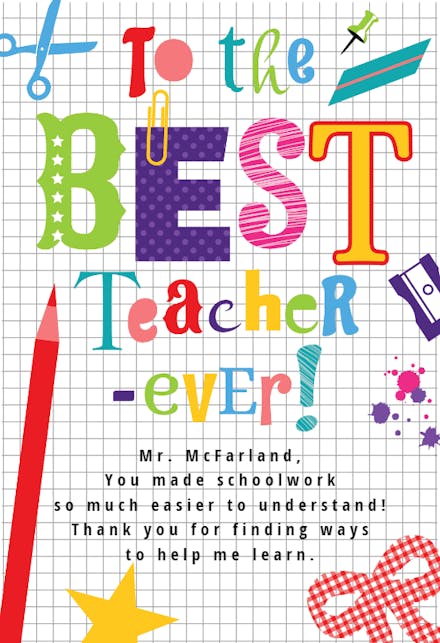 Excellent Educator - Thank You Card For Teacher