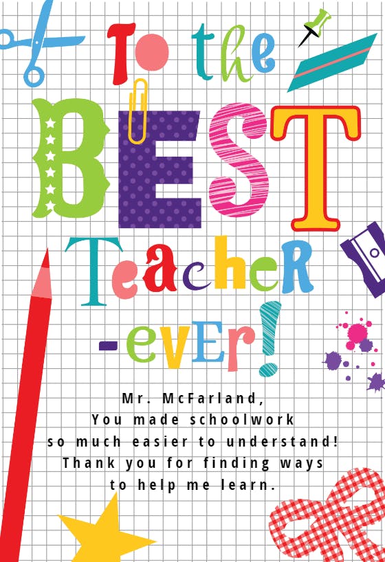 Excellent educator - thank you card for teacher