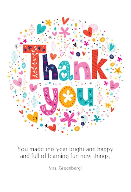 Flower Power Thanks - Thank You Card For Teacher