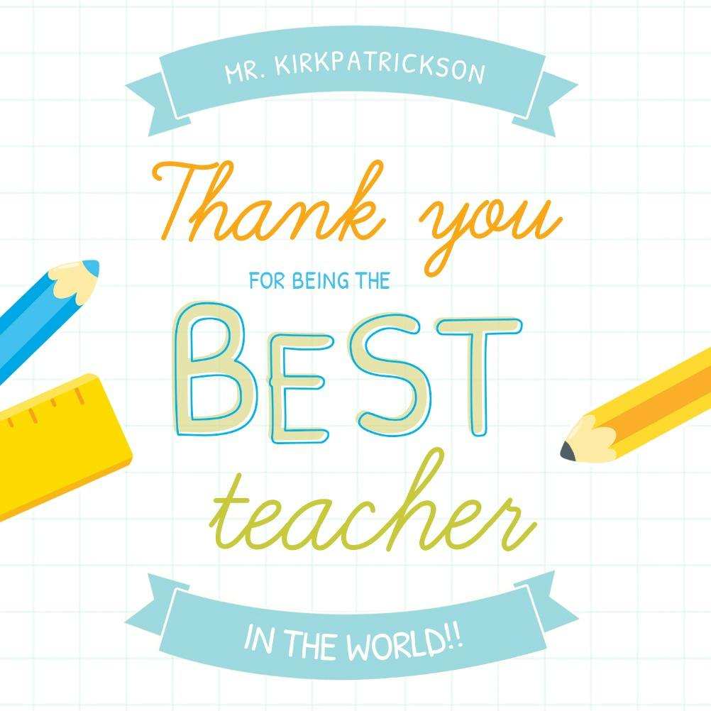For being the best teacher - thank you card for teacher