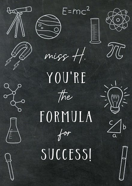 Formula - thank you card for teacher