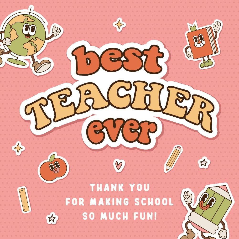 Groovy text - thank you card for teacher