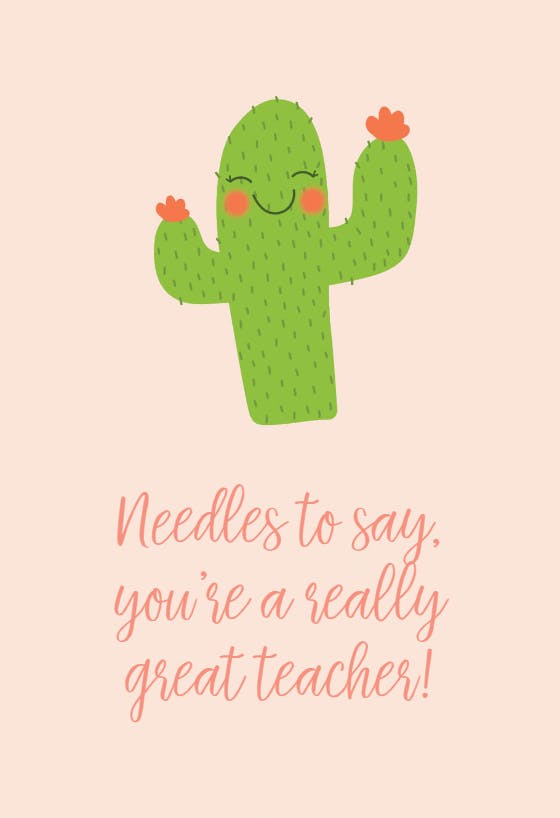 Happy cactus - thank you card for teacher