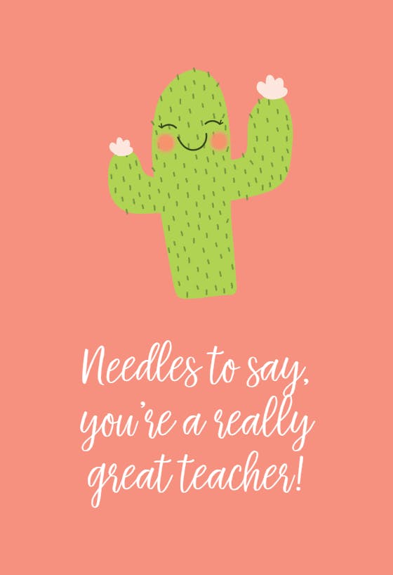 Happy cactus -  tarjeta de apreciación a un profesor gratis
