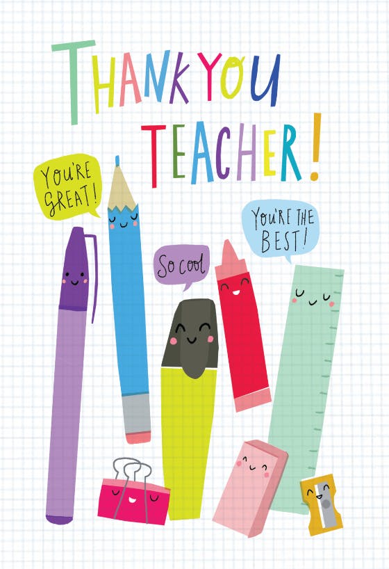 Happy stationery wares - thank you card for teacher