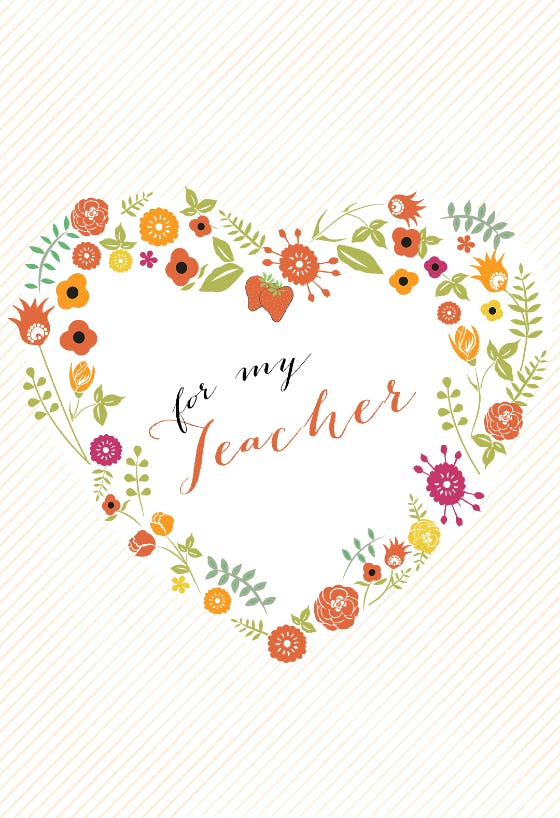 Heartfelt teacher thanks -  tarjeta de apreciación a un profesor gratis