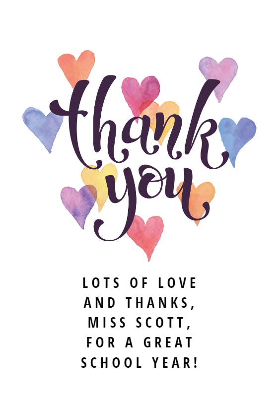 Heartfelt thank you -  tarjeta de apreciación a un profesor