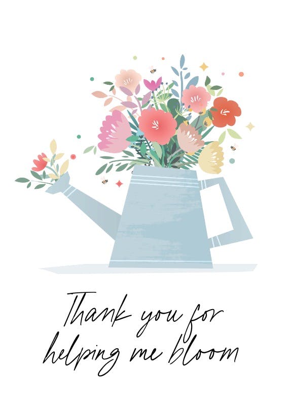 Helping me bloom -  tarjeta de apreciación a un profesor