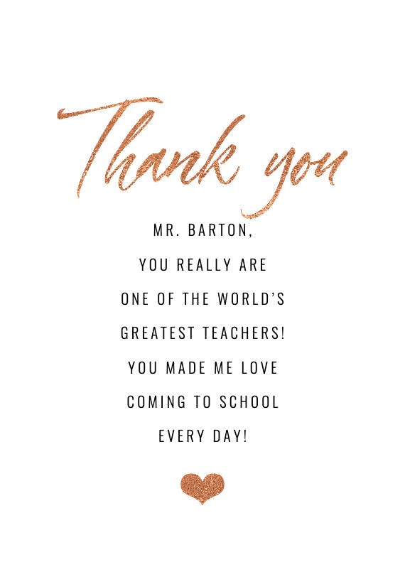 I heart teachers - thank you card for teacher