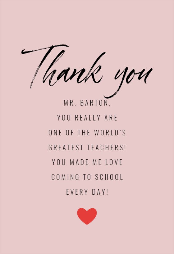 I heart teachers -  tarjeta de agradecimiento