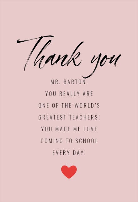 I Heart Teachers - Thank You Card For Teacher (Free) | Greetings Island