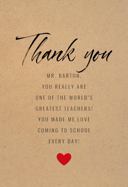 I Heart Teachers - Thank You Card For Teacher (Free) | Greetings Island