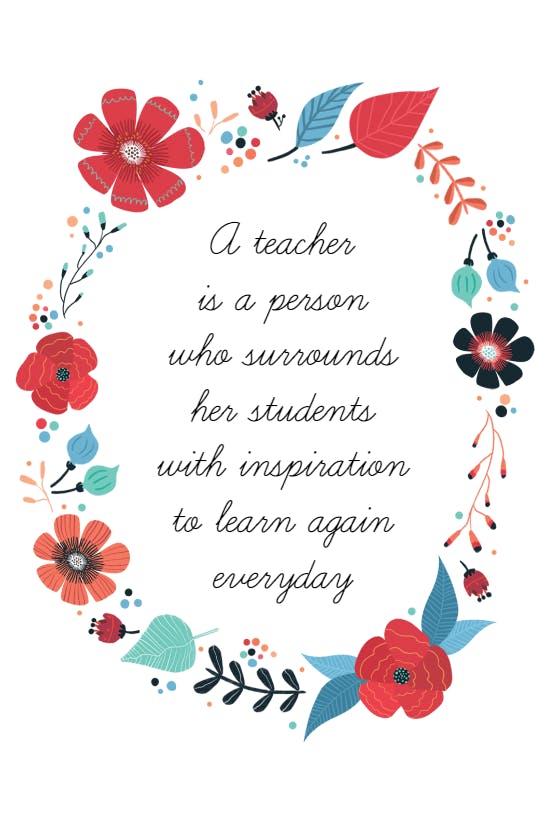 Inspired teaching - thank you card for teacher