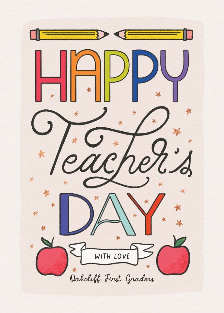 Learning letters - thank you card for teacher