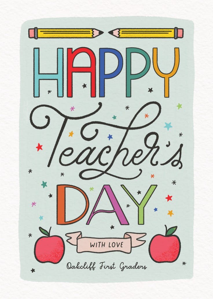 Learning letters - thank you card for teacher