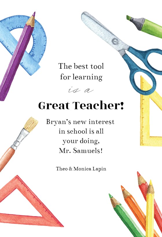 New angles - thank you card for teacher