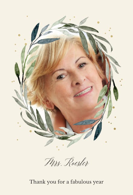 Olive leaves wreath - Thank You Card For Teacher