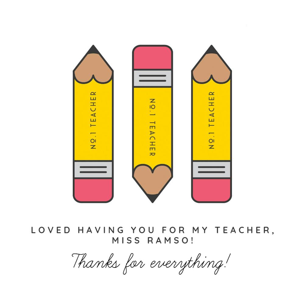 Penciled in - thank you card for teacher