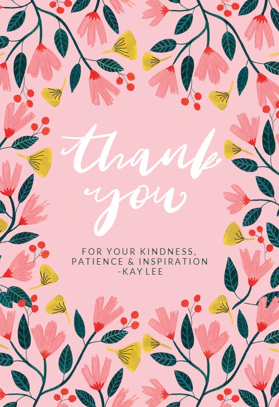 Pink Floral - Thank You Card For Teacher (Free) | Greetings Island
