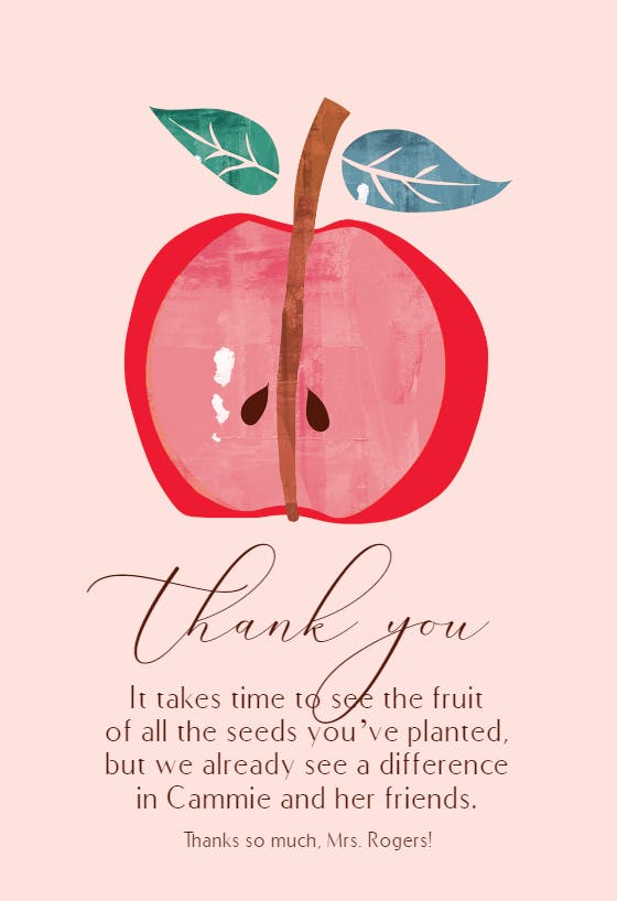 Planting seeds - thank you card for teacher