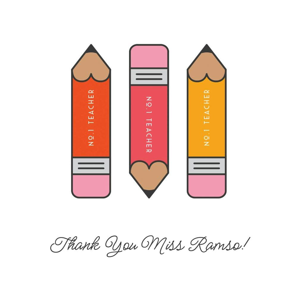 Pretty pencils - thank you card for teacher