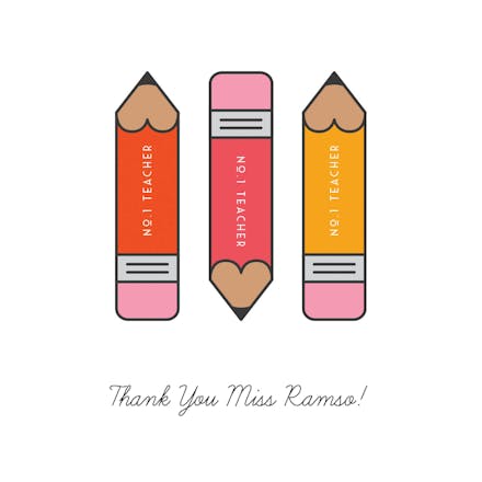 Pretty Pencils - Thank You Card For Teacher