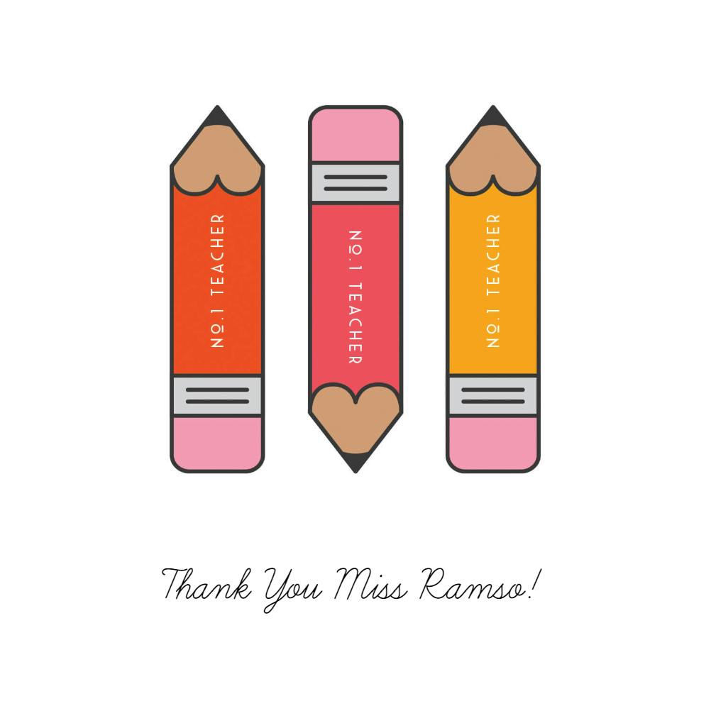 Pretty pencils - thank you card for teacher