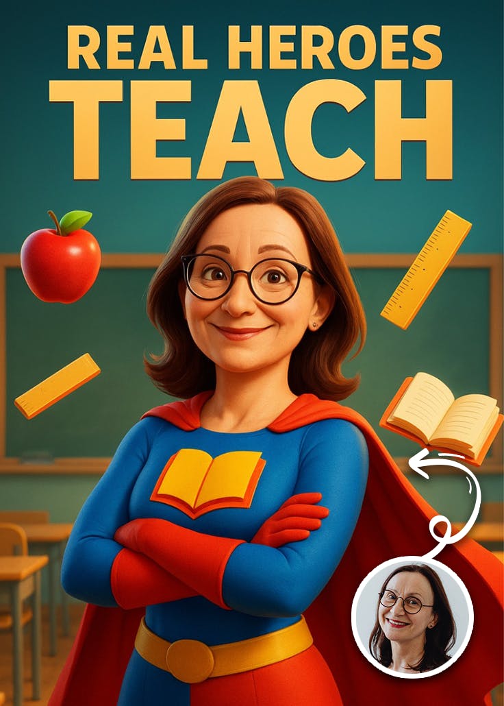 Real heroes teach -  tarjeta de apreciación a un profesor