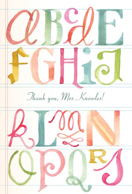 Special Letters - Thank You Card For Teacher