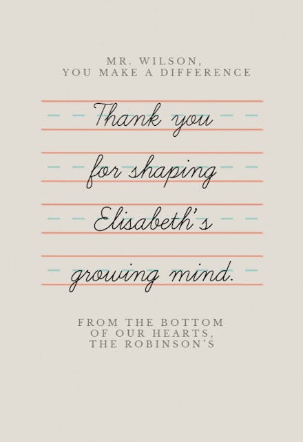 Special Note - Thank You Card For Teacher