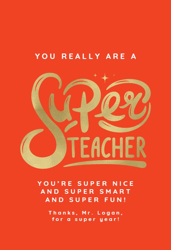 Super fancy fonts -  tarjeta de apreciación a un profesor gratis